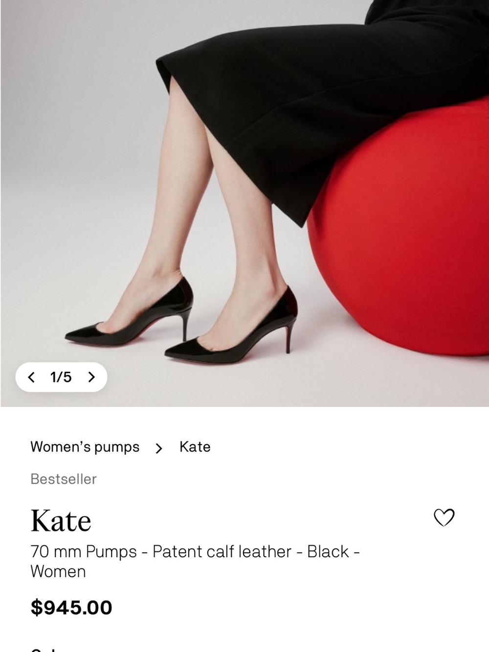 Christian Louboutin Black Patent Pointed-Toe Pumps with Red Sole - Picture 5 of 9